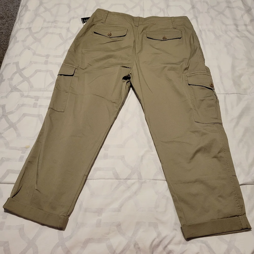 Lauren Ralph Lauren Micro-Sanded Twill Cargo Pant Green High Rise Straight New - Picture 5 of 16